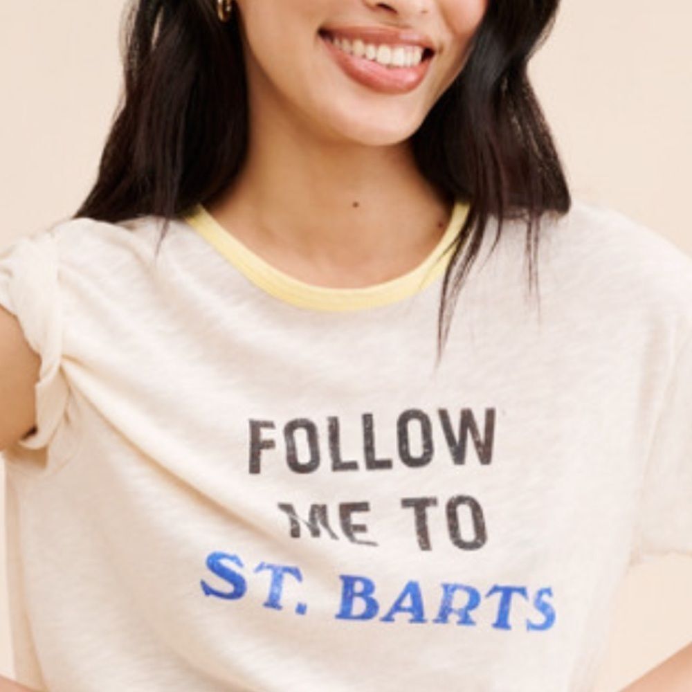 Pilcro Graphic Ringer Tee Follow Me To St. Barts - Picture 5 of 8